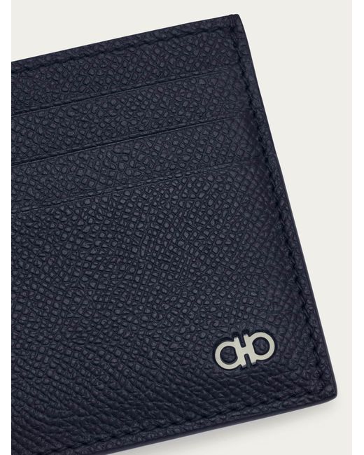 Ferragamo Blue Gancini Credit Card Holder for men