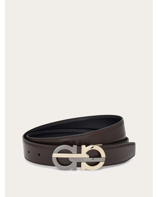 Ferragamo White Reversible And Adjustable Gancini Belt for men