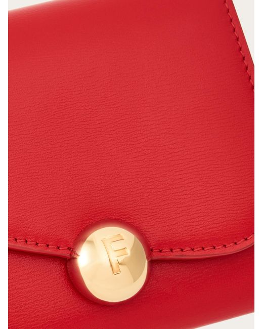 Ferragamo Red Asymmetrical Flap Compact Wallet