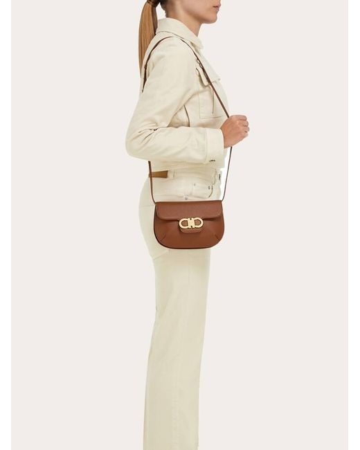 Ferragamo Brown Double Gancini Mini Bag