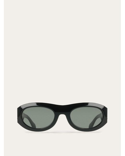 Ferragamo Black Oval Frame Sunglasses