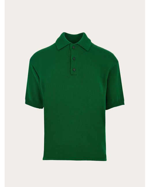 Ferragamo Green Knitted Polo for men