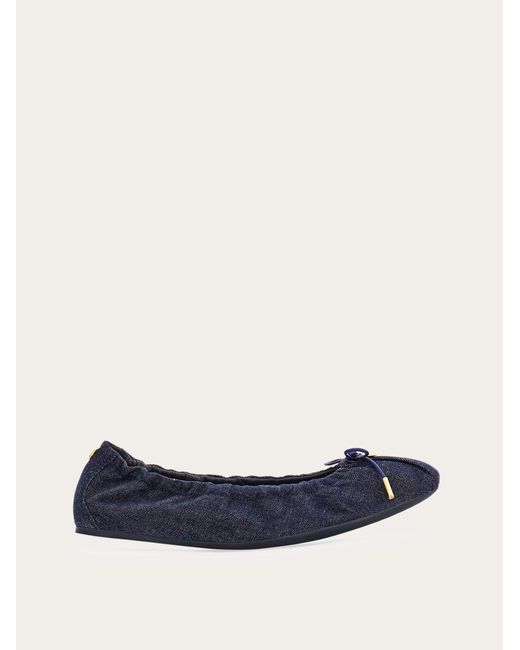 Ferragamo Blue Elasticated Ballet Flat