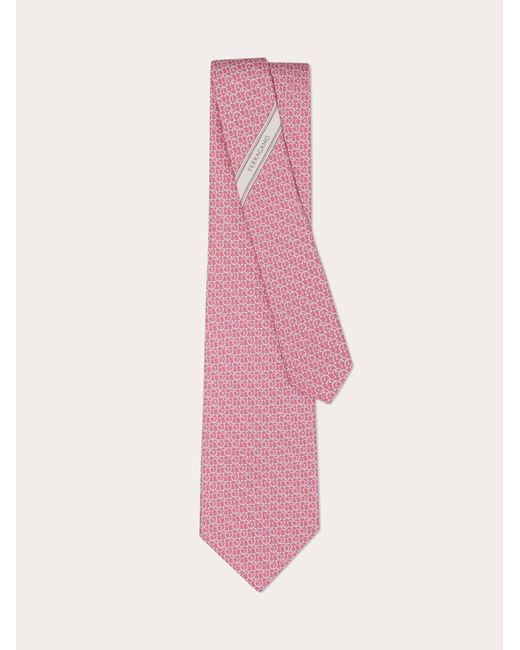 Ferragamo Pink Gancini Links Print Silk Tie for men