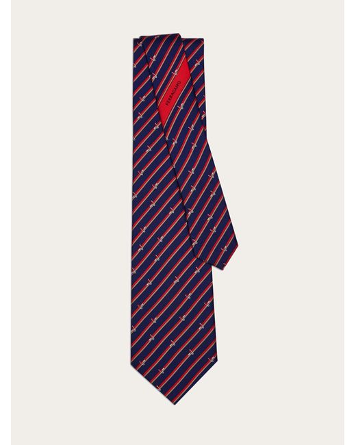 Ferragamo Purple Tonal Print Silk Tie for men