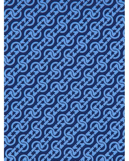 Ferragamo Blue Woven Print Silk Tie for men
