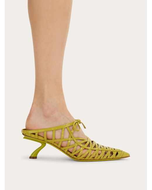 Ferragamo Yellow S-Shaped Heel Mule