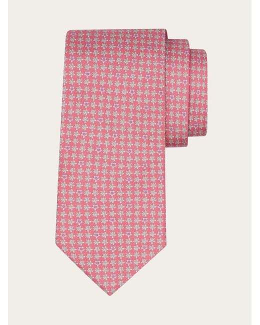 Ferragamo Pink Turtles Print Silk Tie for men