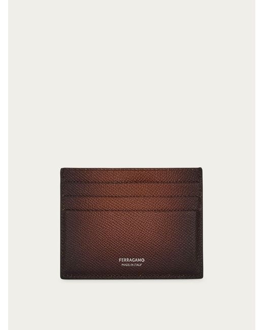 Ferragamo Brown Gancini Credit Card Holder for men