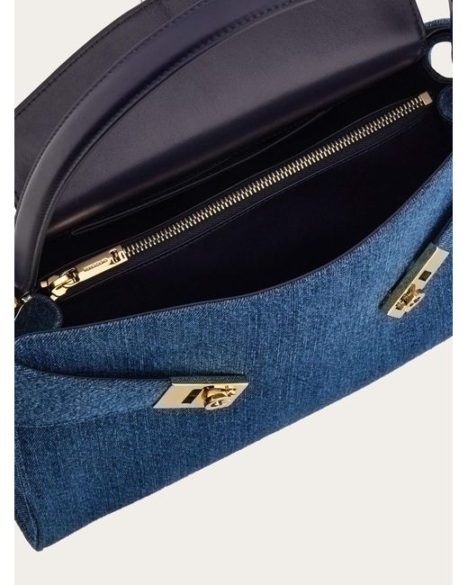 Ferragamo Blue Hug Soft Shoulder Bag (M)