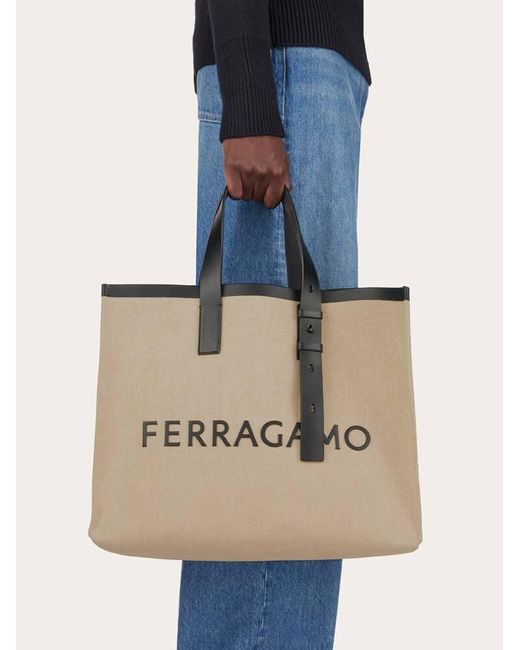 Ferragamo Natural Tote Bag With Signature for men