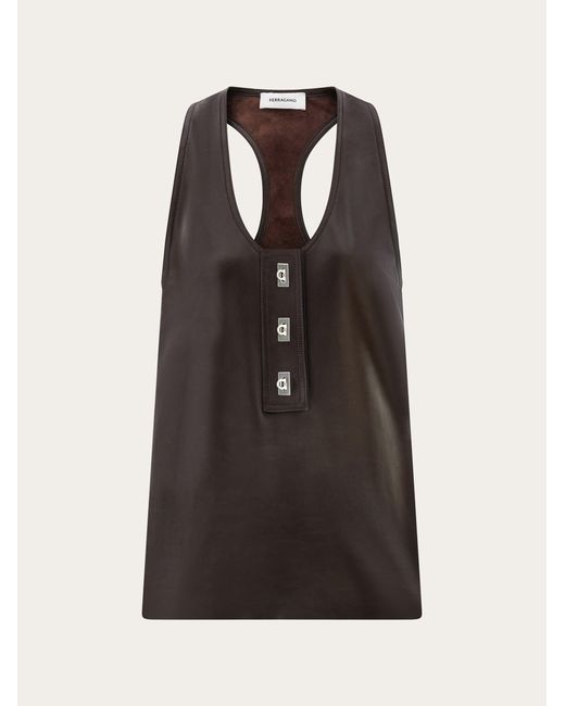 Ferragamo Black Nappa Racer Back Vest