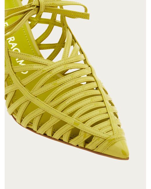 Ferragamo Yellow S-Shaped Heel Mule