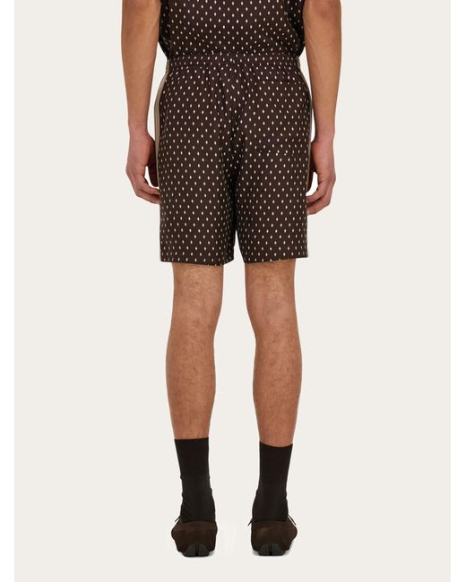 Ferragamo Brown Silk Bermuda Shorts for men