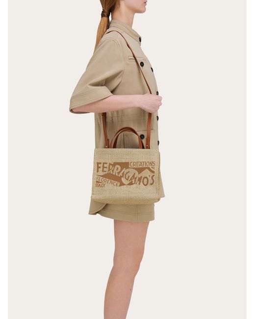 Ferragamo Natural Tote Bag With Logo (M)