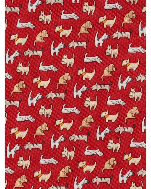 Ferragamo Red Dogs Print Silk Tie for men