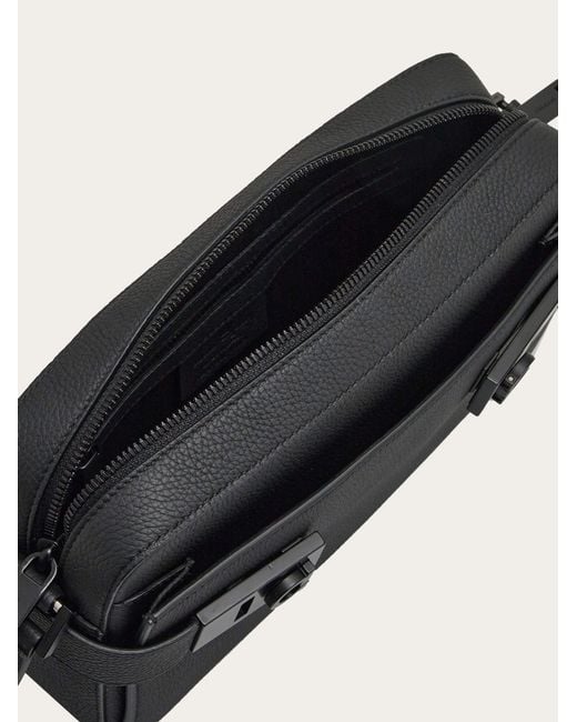 Ferragamo Black Shoulder Bag With Gancini Buckles for men