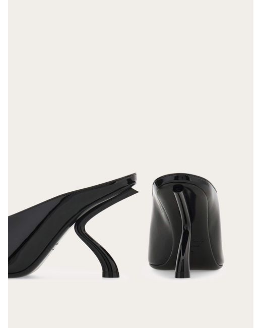 Ferragamo Black S-Shaped Heel Mule