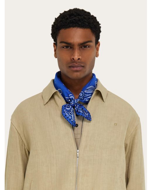 Ferragamo Blue Arabesque Print Bandana for men