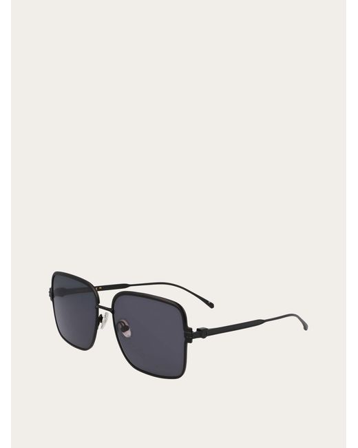 Ferragamo Black Rectangular Frame Sunglasses