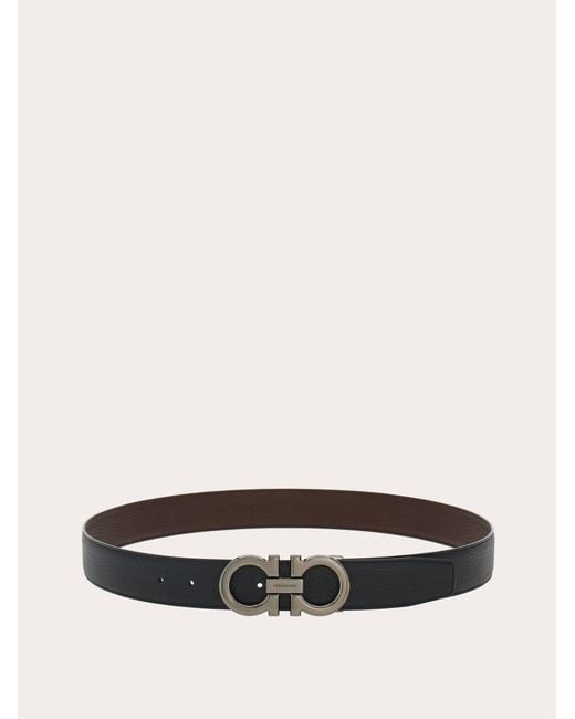 Ferragamo White Reversible And Adjustable Gancini Belt for men