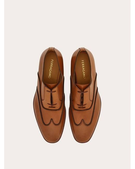 Ferragamo Brown Oxford With Wing-tips for men