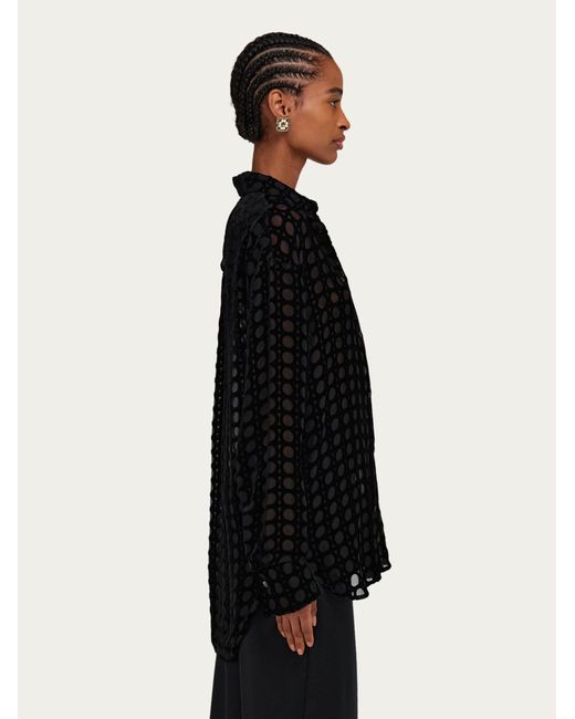 Ferragamo Black Damen Bluse Aus Dévoré-Samt