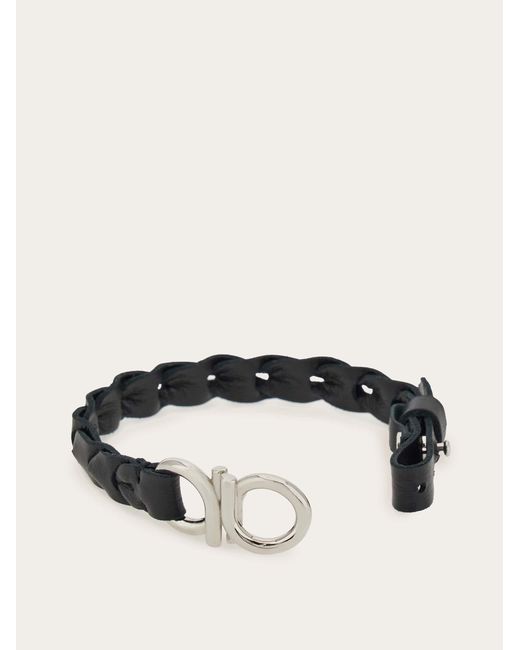 Ferragamo White Braided Gancini Bracelet for men