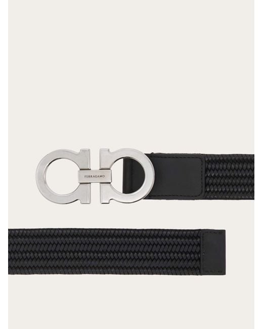 Ferragamo Black Gancini Stretch Belt for men