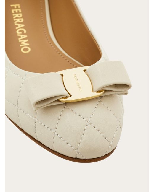 Ferragamo Natural Quilted Varina Ballet Flat .5