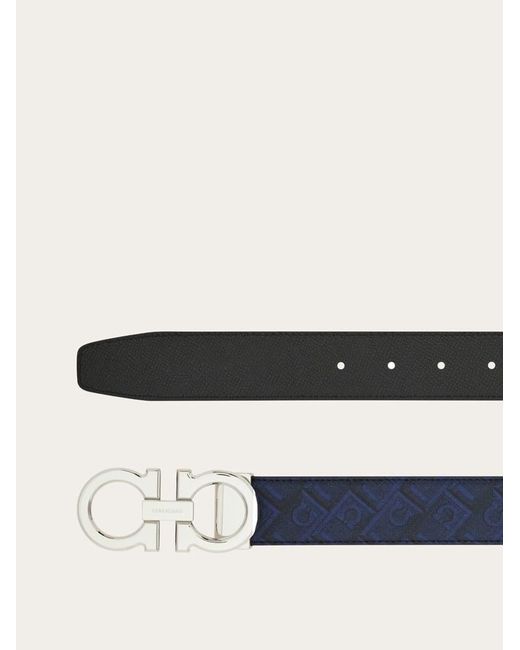 Ferragamo White Reversible And Adjustable Gancini Belt for men