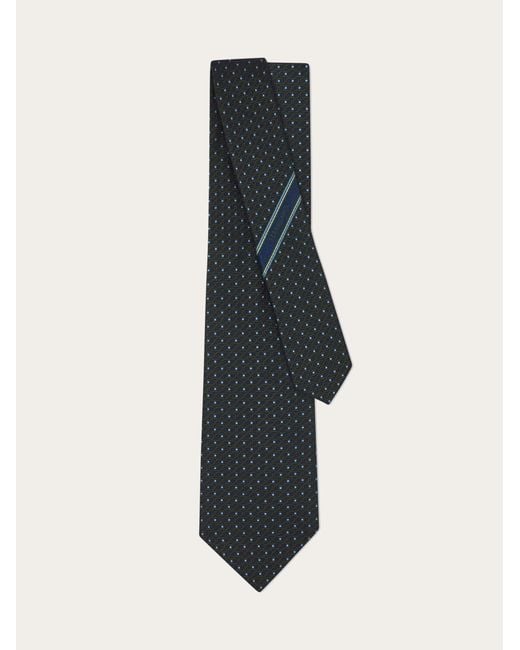 Ferragamo Black Double Gancini Silk Jacquard Tie for men