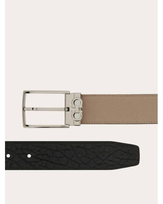 Ferragamo Natural Reversible And Adjustable Belt With Rectangular Buckle for men