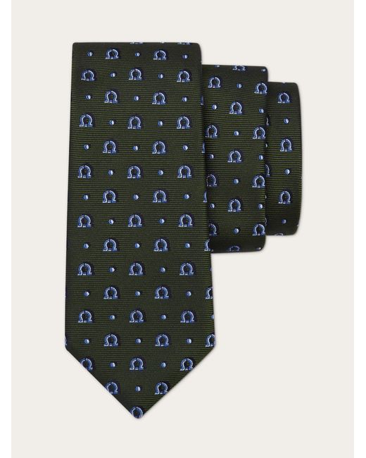 Ferragamo Black Gancini Jacquard Tie for men
