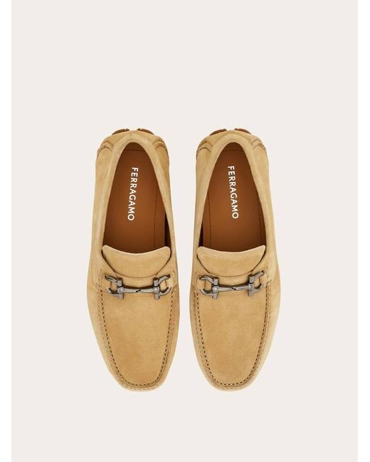 Ferragamo Herren Driver-Mokassin Mit Gancini-Ornament Größe in Natural für Herren
