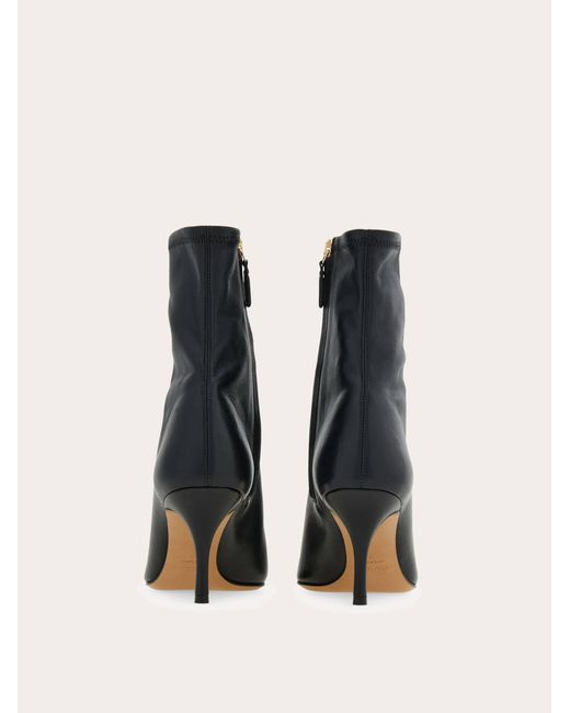 Ferragamo Black Pointed Ankle Boot With Maxi Gancini Buckle