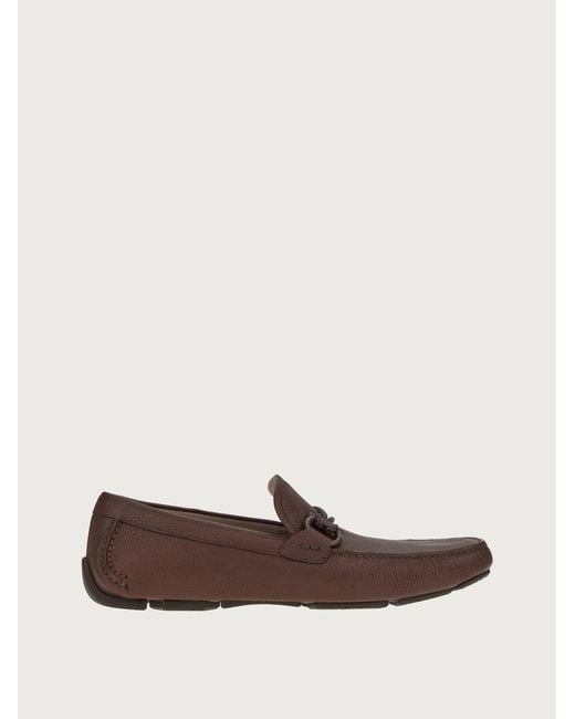 Ferragamo Brown Driver With Gancini Ornament for men