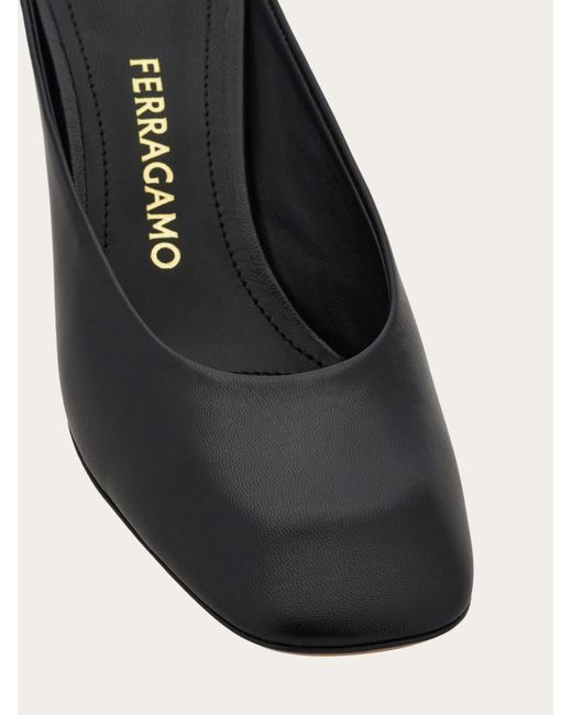 Ferragamo Black S-Shaped Heel Mule .5