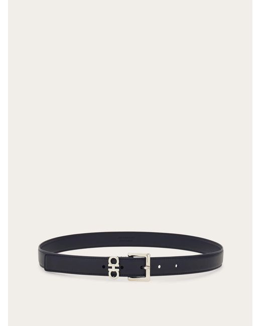 Ferragamo White Double Gancini Fixed Belt