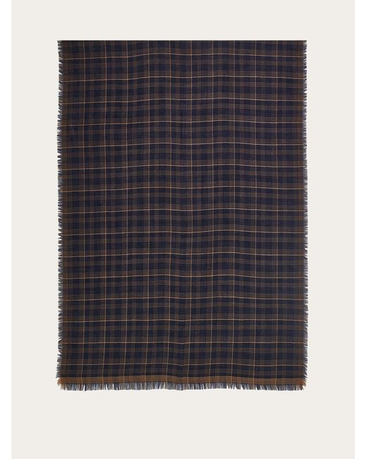 Ferragamo Blue Cashmere And Silk Scarf for men