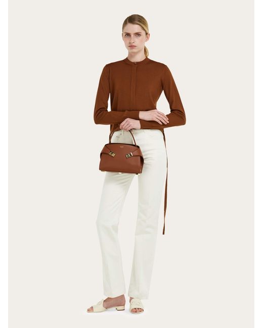 Ferragamo Brown Hug Soft Bicolor Handbag (Xs)