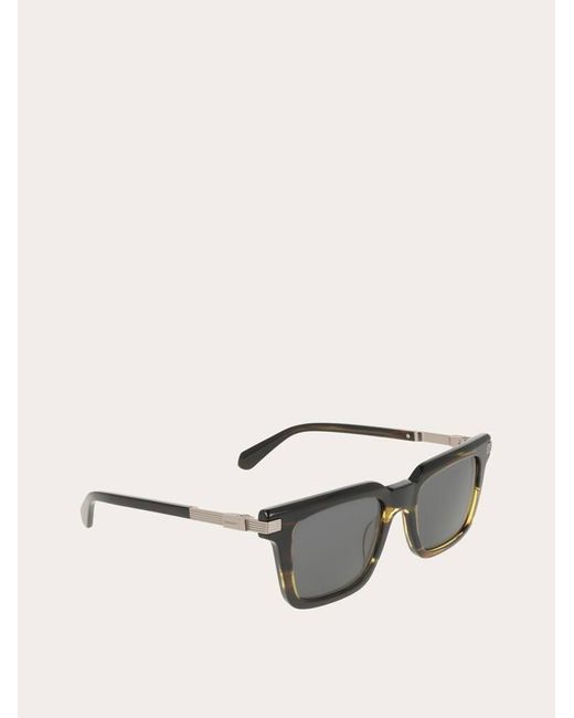 Ferragamo Gray Rectangular Frame Sunglasses for men