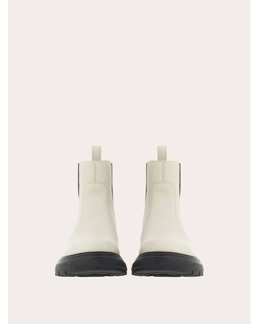 Ferragamo White Chelsea Boot With Chunky Sole