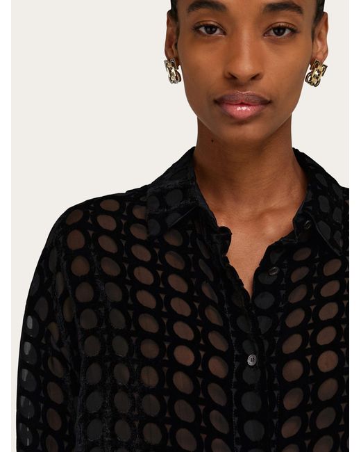 Ferragamo Black Damen Bluse Aus Dévoré-Samt