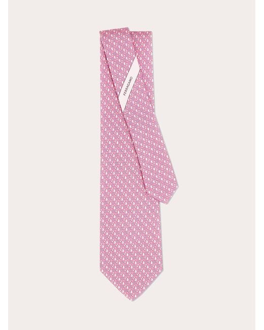 Ferragamo Pink Equestrian Print Silk Tie for men