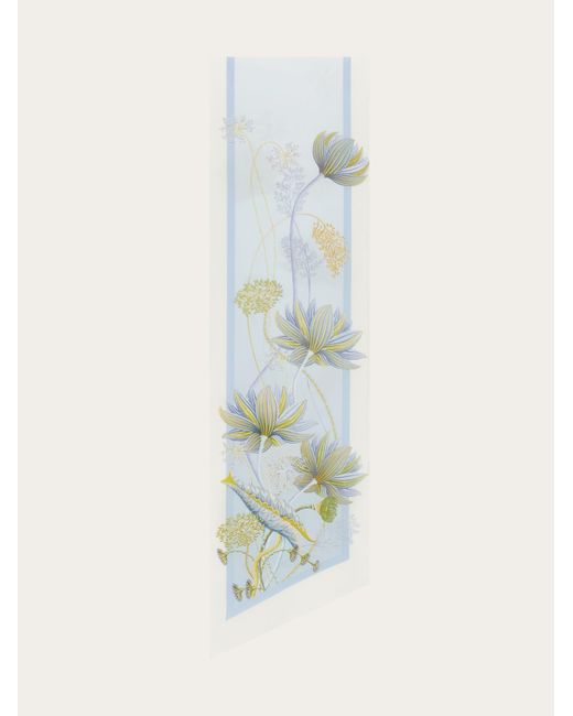Ferragamo Blue Water Lilies Print Silk Bandeau