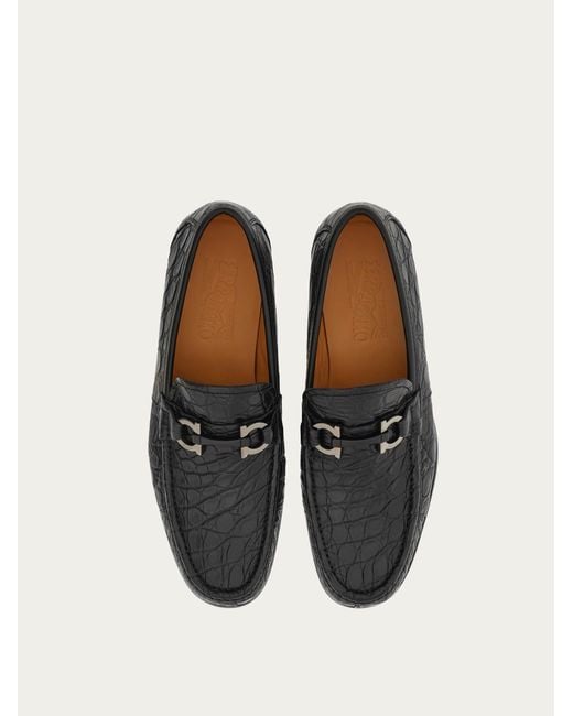 Ferragamo White Moccasin With Gancini Ornament for men