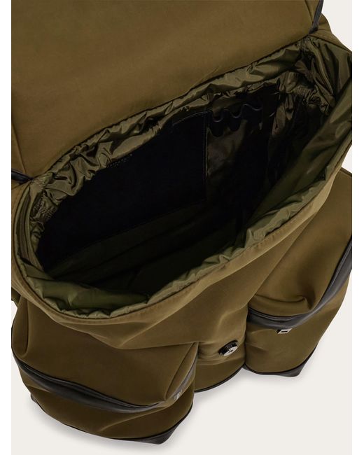 Ferragamo Green Canvas Backpack for men