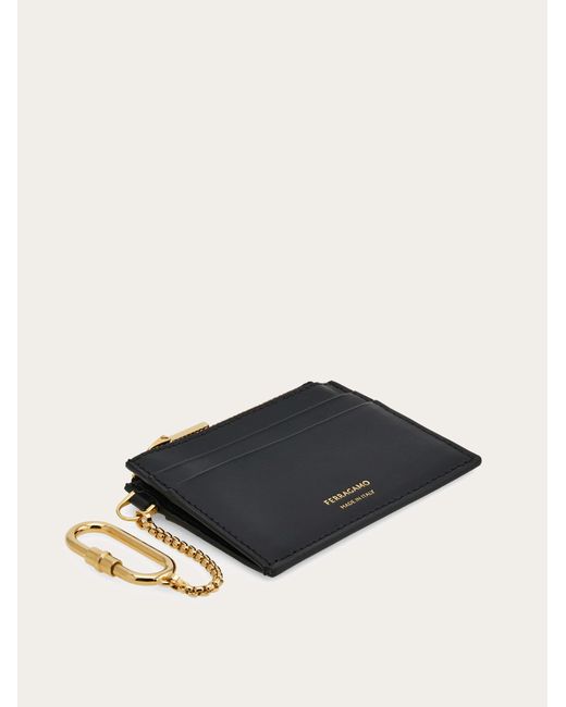 Donna Portacarte Con Portachiavi di Ferragamo in Black