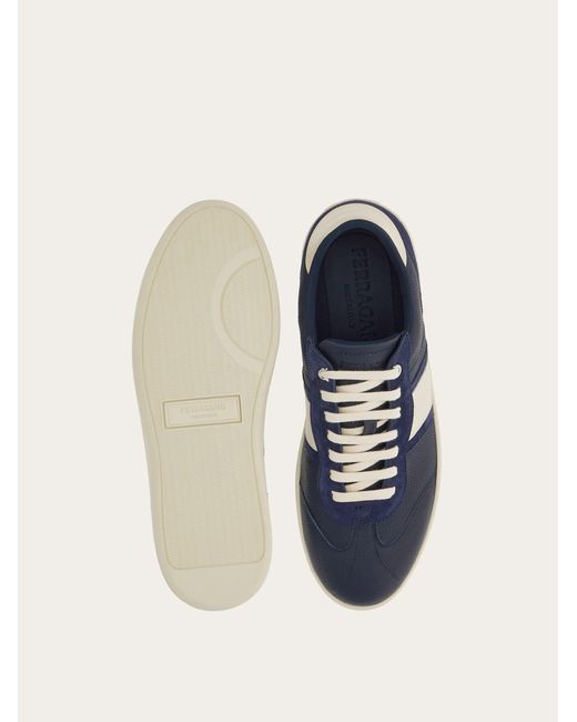 Ferragamo Blue Sneaker Bassa Con Firma for men